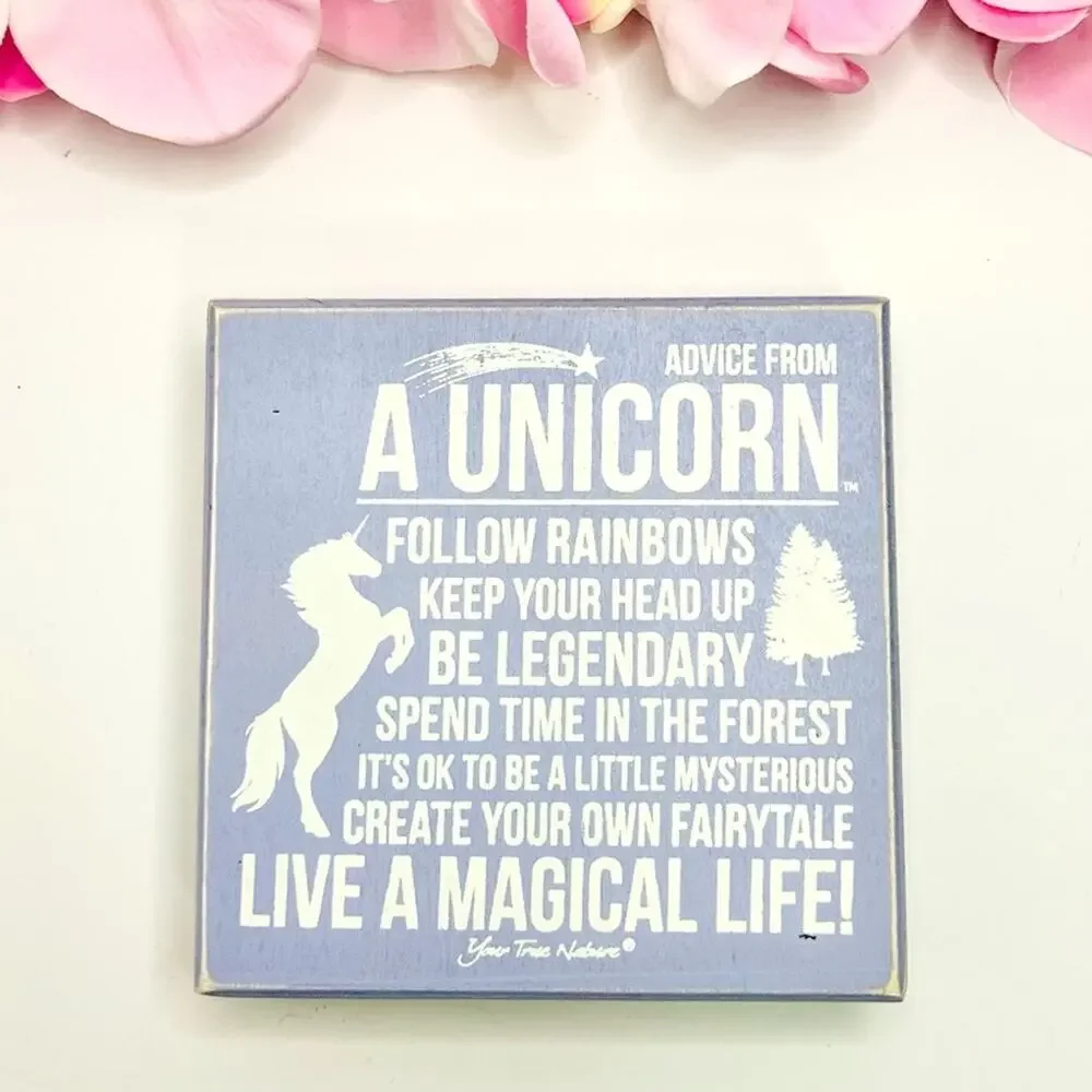 Primitives by Kathy Unicorn Wooden Box Sign 6x6 Inspirational Decor
